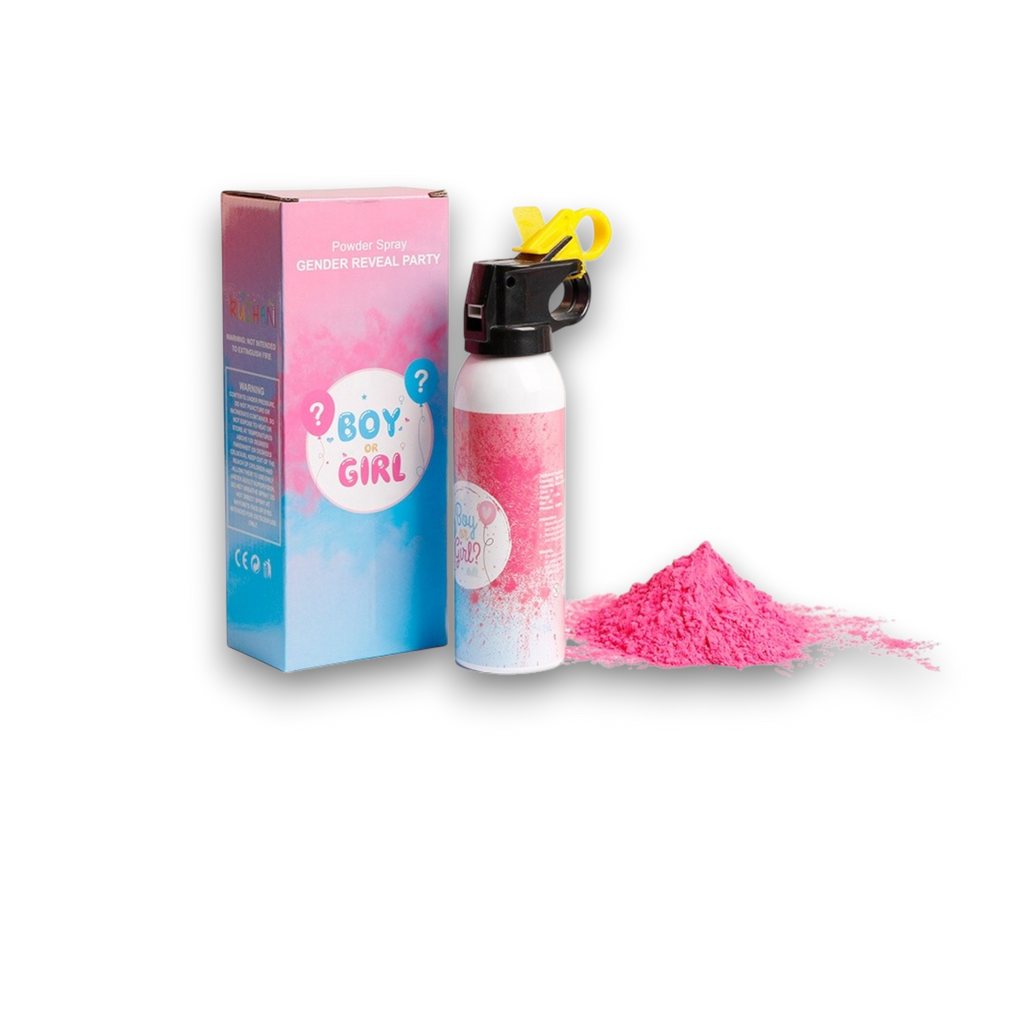 Gender reveal powder spray